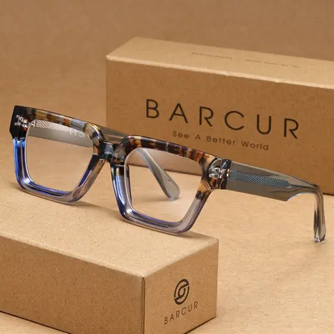 BARCUR Minimalist and Comfortable Stylish Square Frames Men's Decorative Glasses with PC Lenses to Enhance Visual Comfort, Comes in Gift-Ready Brand Packaging, Square Frame Eyewear, Square Frames Eyeglasses, Geometric Frame Glasses