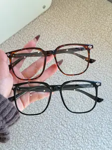 2 Pairs Vintage Square Tortoise Frame Tr Glasses, Lightweight Unisex Casual Eyewear, Durable Fashion Accessory for Daily Use, Square Frames Eyeglasses