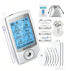 TENS EMS Muscle Stimulator, Rechargeable Electronic Pulse Massager with 8 Pads, Continuous Stimulation for Neck, Back, Shoulder Pain Relief & Muscle Recovery