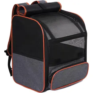 Backpack Carrier, Breathable & Foldable Pet Carriers for Cats, Small Dogs and Rabbits Under 15 lbs, Airline Approved  &  Carrier Backpack for Hiking, Travel, Camping, Dark Gray