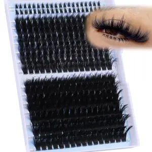 264pcs Thick Eyelashes Set, D Curl Mixed Length 12-22mm, Fluffy Volume Lashes for Festival Makeup, Volumized False Eyelashes, Faux Lashes, No Flammable Liquid, Eyelash Extension, Eyelash Extensions Set