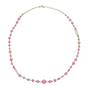 Pink Glass Beaded Necklace for Women Size 36" Birthday Christmas Gifts