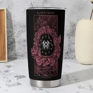 Sleep Token 20oz Tumbler, Sundowning Album Tumbler, Progressive Metal Band Merch Tumbler, Rose Rune Tumbler, 20oz Double Silver Edge Tumbler, Stainless Steel Tumbler, Christmas Gift