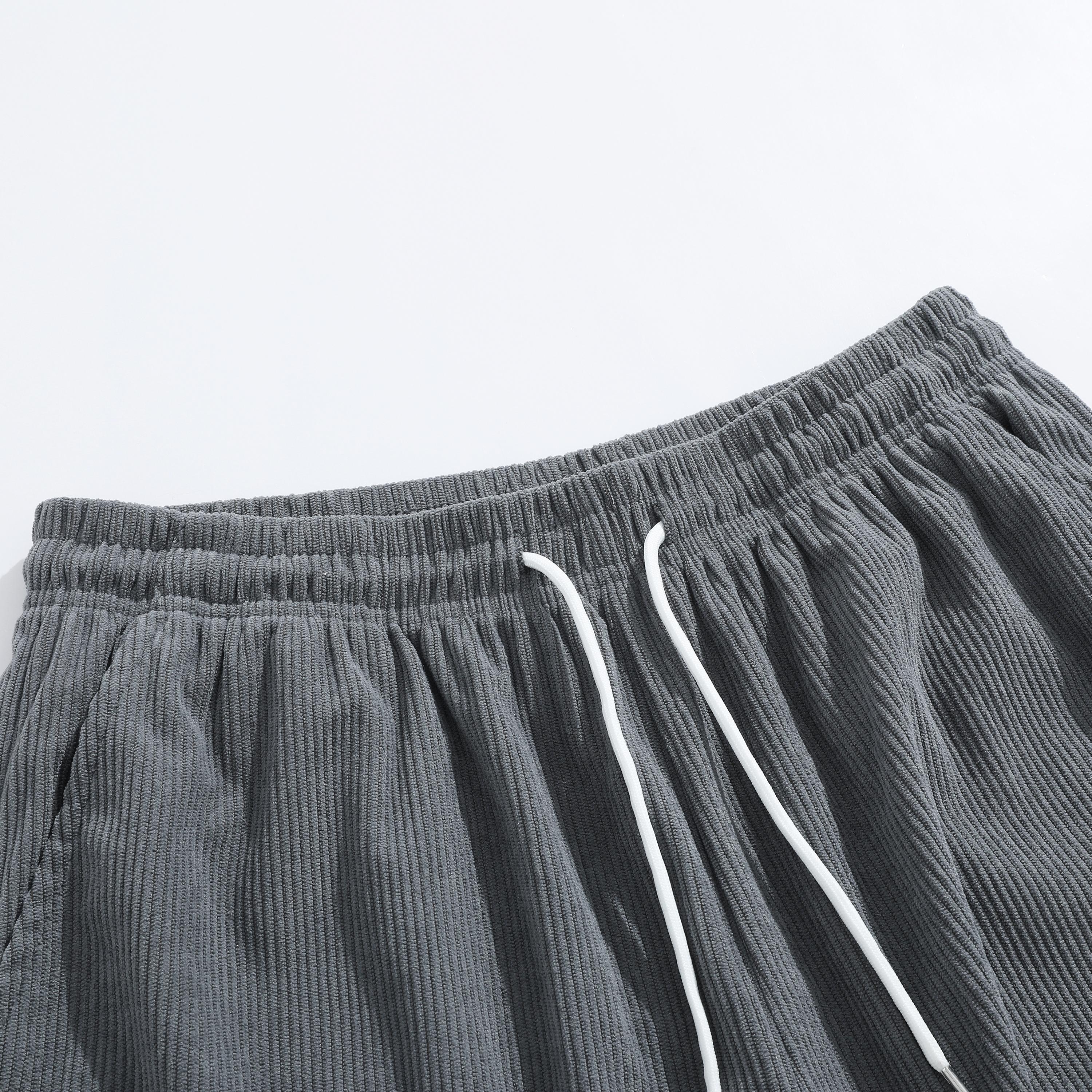 Pack of 5 men’s summer corduroy casual shorts, loose straight fit, breathable fabric