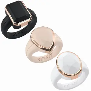 Emerald, Oversized Pear & Oval Silicone Ring Set – Metal Frame Design | Set of 3 | Patented by Rinfit