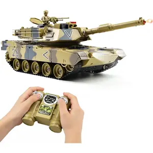 1/24 RC Tank,Remote Control Tank for Boys with Smoke, Lights & Sounds,2.4GHz US M1A2 Abrams Army Model,Military Toys Gift for Kids Ages 6+7