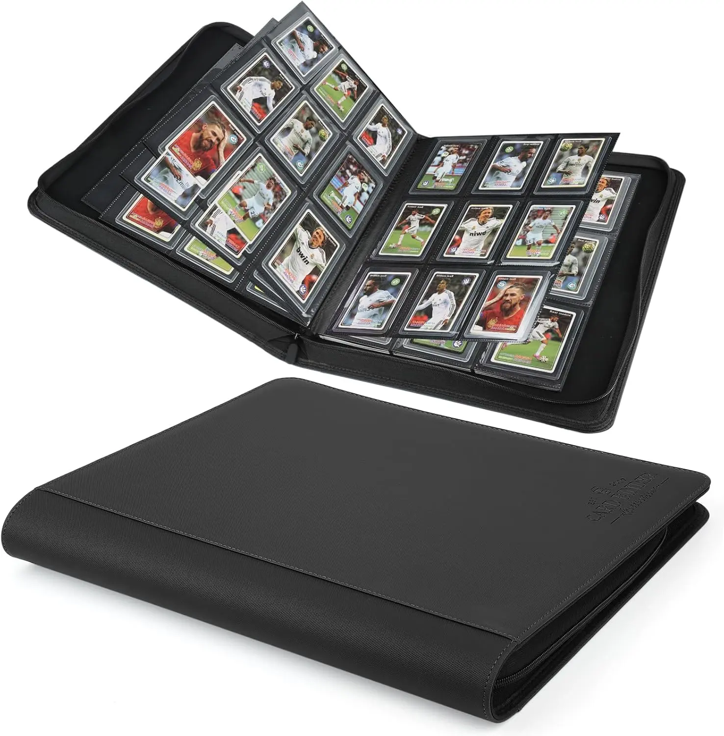 Toploader Hard Cases, 9-Pocket Pages Sleeves Hold up 288 Cards.Toploader with Sleeves for “3×4” rigid，Card Holder(black)