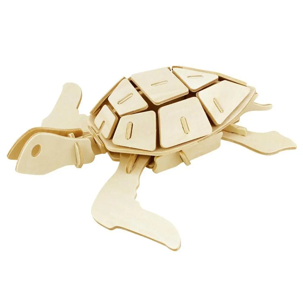 Sea Turtle DIY 3D Wooden Puzzle, Natural, 2-1/2-Inch