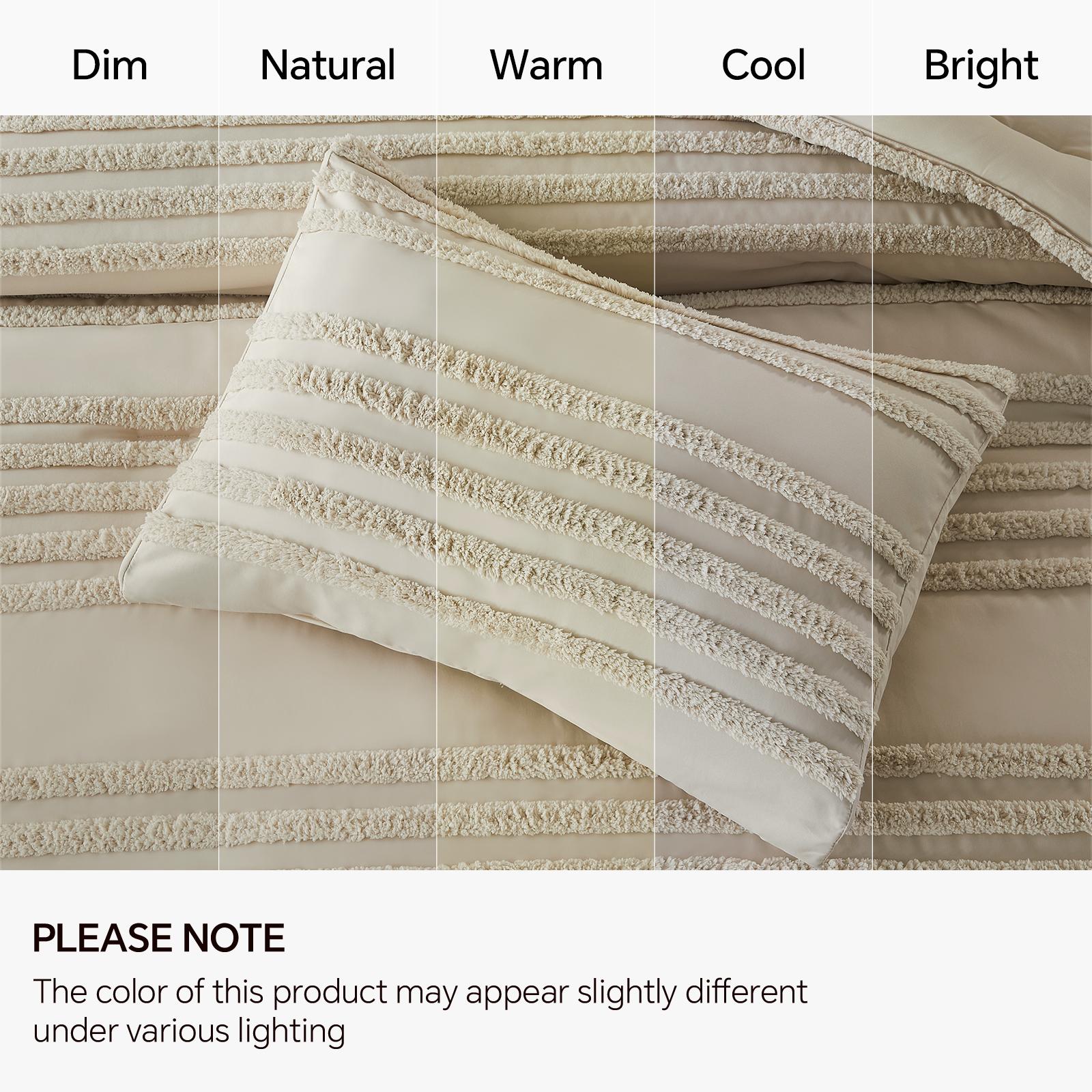 BEDELITE Boho Comforter Set, Tufted Striped Bed Set  Soft Vintage Farmhouse Comforter for All Seasons, Boho Home Decor Fluffy Jacquard Bedding Pillow Shams