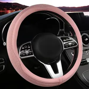 Steering Wheel Cover, Universal 15 inch, The  Microfiber Leather Breathable Technology Fabric, Non-Slip, Comfortable, Warm in Winter and Cool in Summer,