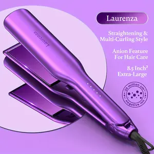 Laurenza Milano 2-in-1 Hair Straightener and Curler - 8.5 Inch² Extra-Large 3D Floating Ceramic Flat Iron with 20 Million Cm³ Anion Outlet, Dual Voltage, SuperMax Design for Salon-Quality Styling at Home