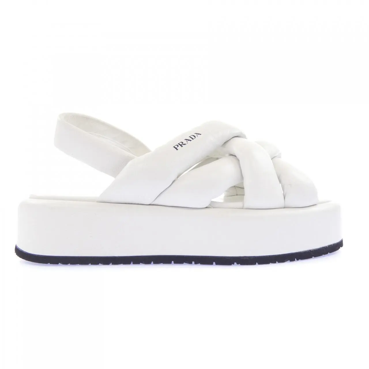 Pre-owned PRADA Lambskin Small Leather Goods Nappa Leather Platform Sandals