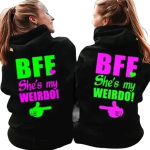 Made in USA,(Sold Individually) BFF Hoodie, Graphic Besties Shirt, She's My Weirdo Tee Gift for Best Friends  Womenswear Tops