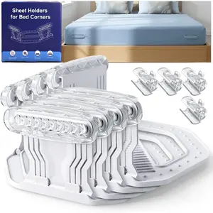 Upgrade Bed Sheet Holders for Corners, 4Pcs Heavy Duty Bed Sheet Locks and 4Pcs Sheet Clips Keep Sheets in Place Firmly, No More Fitted Sheet Coming Off, B
