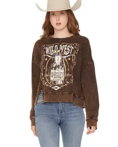 Rock & Roll Denim Women's And Women'S Wild West Whiskey Pullover Sweatshirt - Bw91t07976