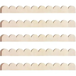 10 Pcs Scalloped Wood Trim – Decorative DIY edge molding for walls, cabinets, shelves and doors. Versatile wooden craft strips for home décor, furniture accents and party decoration. Wood Slats