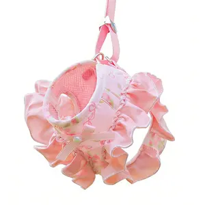 Pet Harness And Leash Set, Dog Vest Harness, Snap-On Double-Layer Protection, Polyester Soft Fabric, Comfortable And Breathable Without Being Stuffy, with Cute Bow Cartoon Pattern Design, Pink, Without Battery