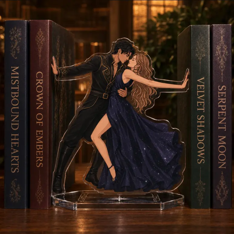 Fantasy Acotar Acrylic Bookend Standee, Romantasy Bookshelf Decor, Couple Book End Display