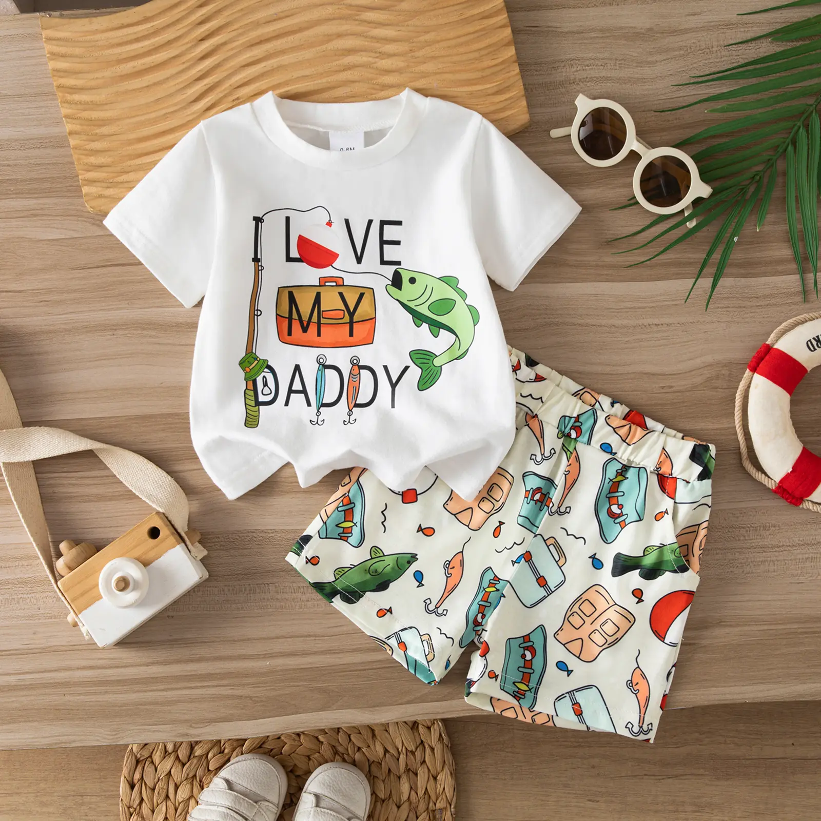 Baby Boy Clothes Toddler Summer Outfit Fishing T-Shirt Tees Shirt + Shorts 6 12 18 24 Months 2T 3T Clothing Set