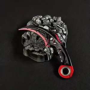 Tactical Karambit Cosplay Prop Knife, Futuristic Gaming Style, 20cm Curved Claw, Unsharpened Safe Blade, Roleplay, Desk Decor, Halloween Costume
