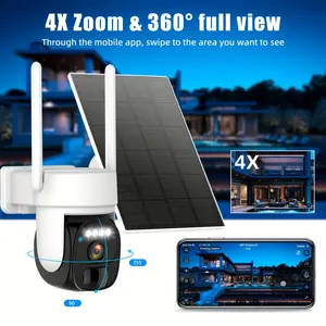 2024 [hawkray] Wireless outdoor solar security camera, 2K 360 panoramic tilt low-power WiFi security camera, 2.4GWiFi, pan/tilt with AI motion detection, color night vision, two-way audio, cloud storage and application connection.