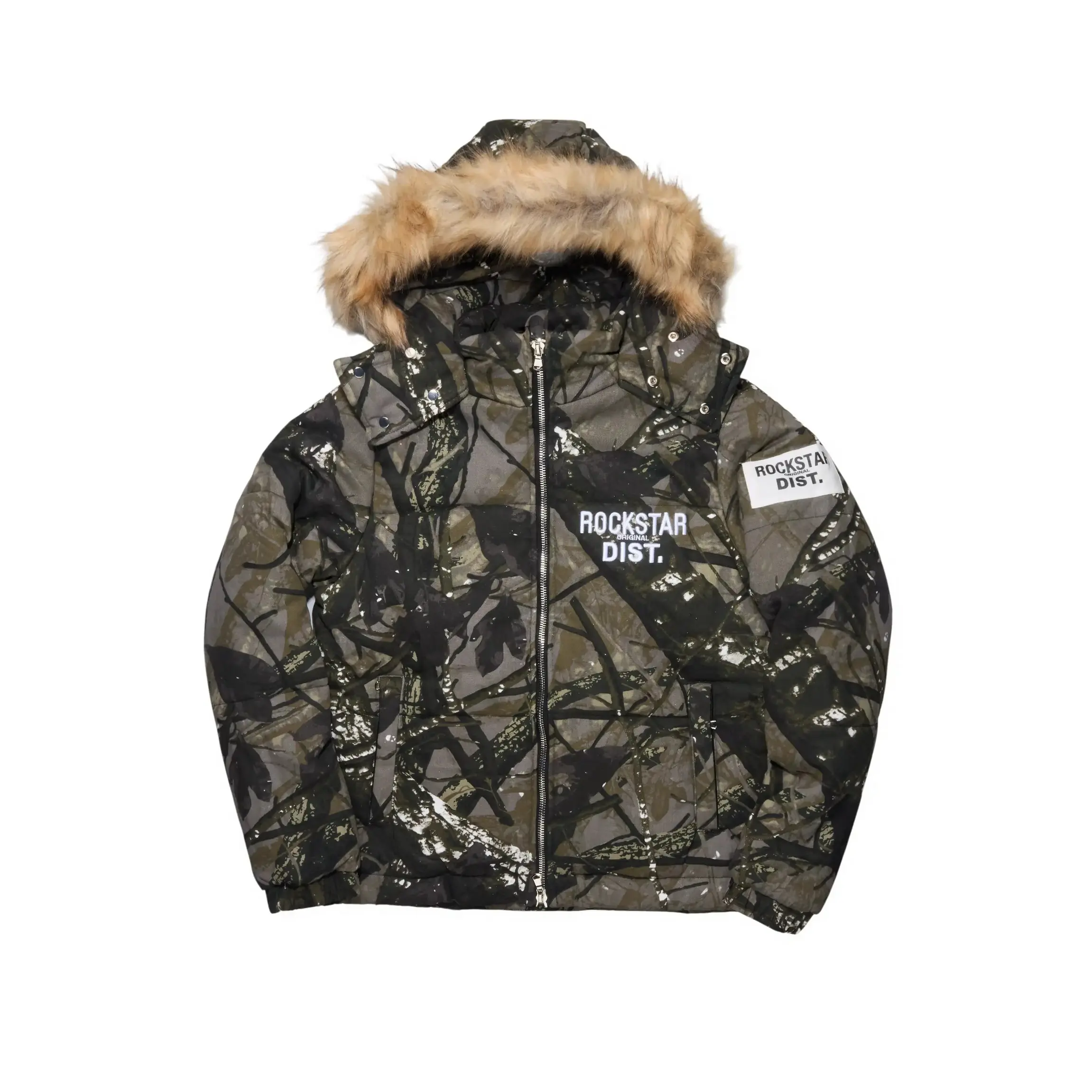 Bevis Camo Puffer Jacket With Faux Fur Hood Bevis Camo Puffer Jacket With Faux Fur Hood