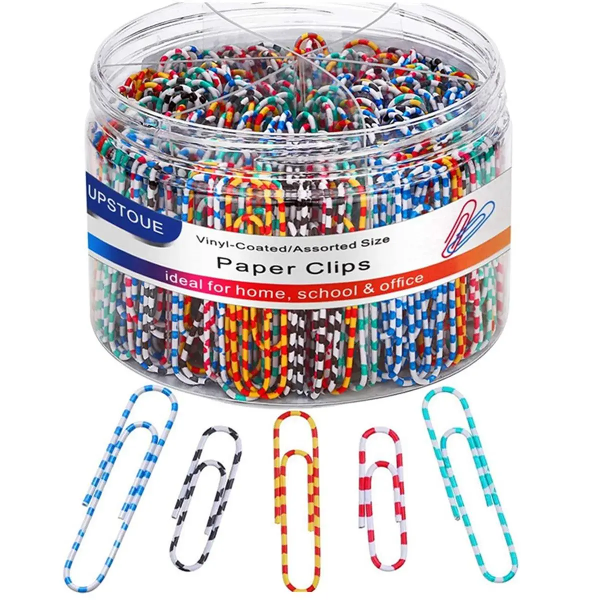 450 Pcs of Colored Metal Fixed Paper Clips, Including 300 Pieces of 1.1-inch Paper Clips and 150 Pieces of 1.97-inch Paper Clips, Multi-color Durable Paper Clips, Suitable for Offices, Schools, and Home Organizations