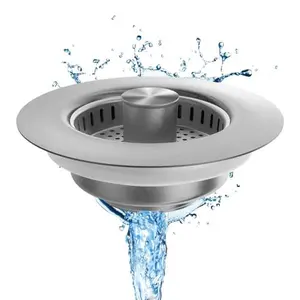 Upgraded 3-in-1 Kitchen Sink Drain Filter Stainless Steel Pop-Up Stopper Anti-Clog Anti-Odor Fits US 3-1/2 Inch Drain