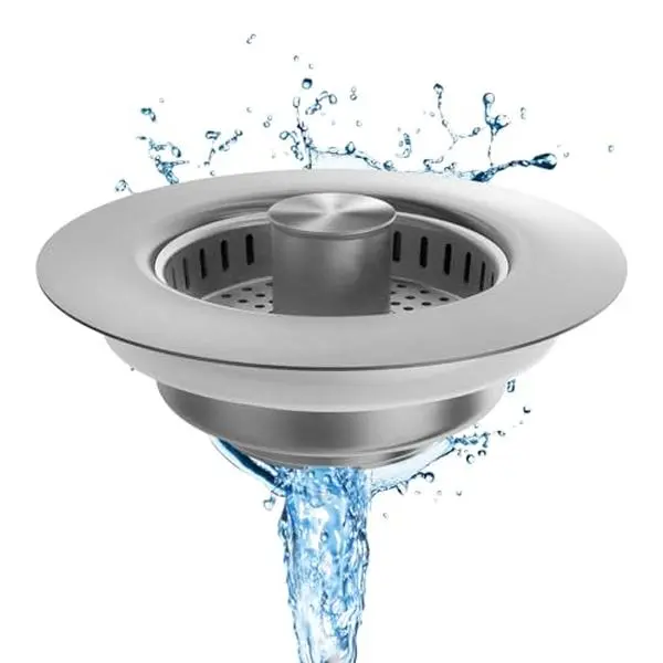 Upgraded 3-in-1 Kitchen Sink Drain Filter Stainless Steel Pop-Up Stopper Anti-Clog Anti-Odor Fits US 3-1/2 Inch Drain
