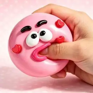 Cartoon Face Donut Shaped Squish Fidget Gadget Soft Stretch Stress Relief Desktop Ornament For Office Daily Anxiety Release