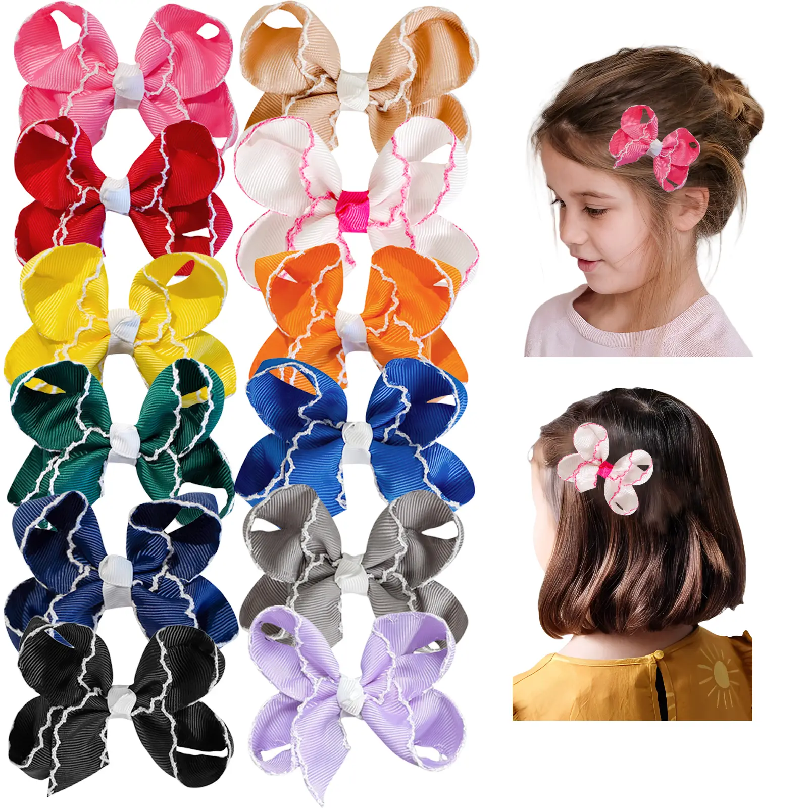 JoyBowie12 Pcs Bubble Lace Bows, Hair Bows For Girls, Hair Bows Clips, Hair Pins, Hair Bands, Hair Ties, Perfect For Back-to-school Season.