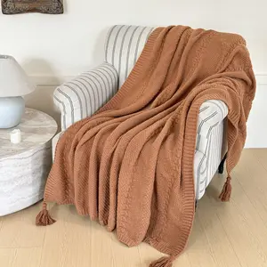 Aesthetic Knitted Cozy Throw Blanket – Warm and Comfortable Blanket for Sofa, Couch and Daily Relaxation