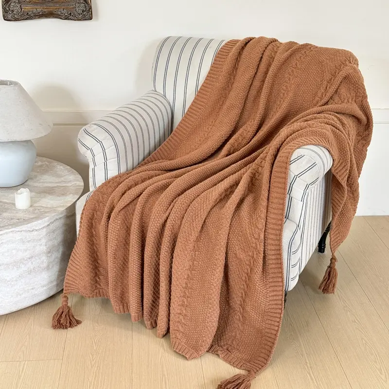 Aesthetic Knitted Cozy Throw Blanket – Comfy Blankets Warm and Comfortable Blanket for Sofa, Couch and Daily Relaxation