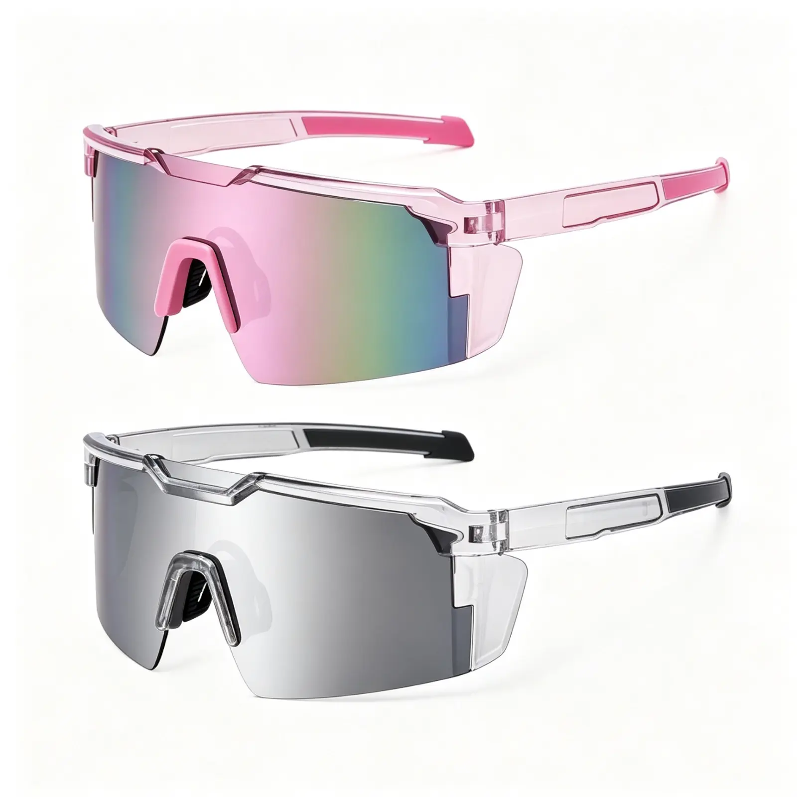 Athletic Unisex Rimless Plain Sport Sunglasses, UV400 Protection, Windproof HD Lens for Cycling, Running