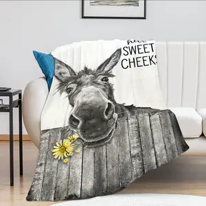 Cute Animal Funny Donkey Throw Blanket  for Kids Adults Super Warm Soft Cozy Plush Fleece Flannel Blanket 40x50