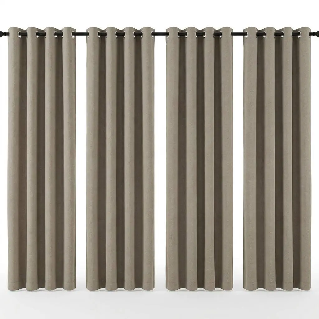 Blackout Curtains Set of 4 Panels, 100% Linen Look Room Darkening Curtains with Silver Grommet, Physical White Backing, Privacy Window Drapes for Bedroom Living Room, Multiple Colors