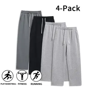4-Pack Men’s Wide-Leg Sweatpants – Ultra Comfortable Casual Sports Pants for Basketball, Gym, and Everyday Wear (Optional 4-Pack and 2-Pack)