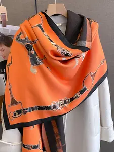 Autumn Winter Vintage Horse Print Scarf, Warm Versatile Wrap Shawl, Ideal for Career Outdoor Travel Dating Decoration