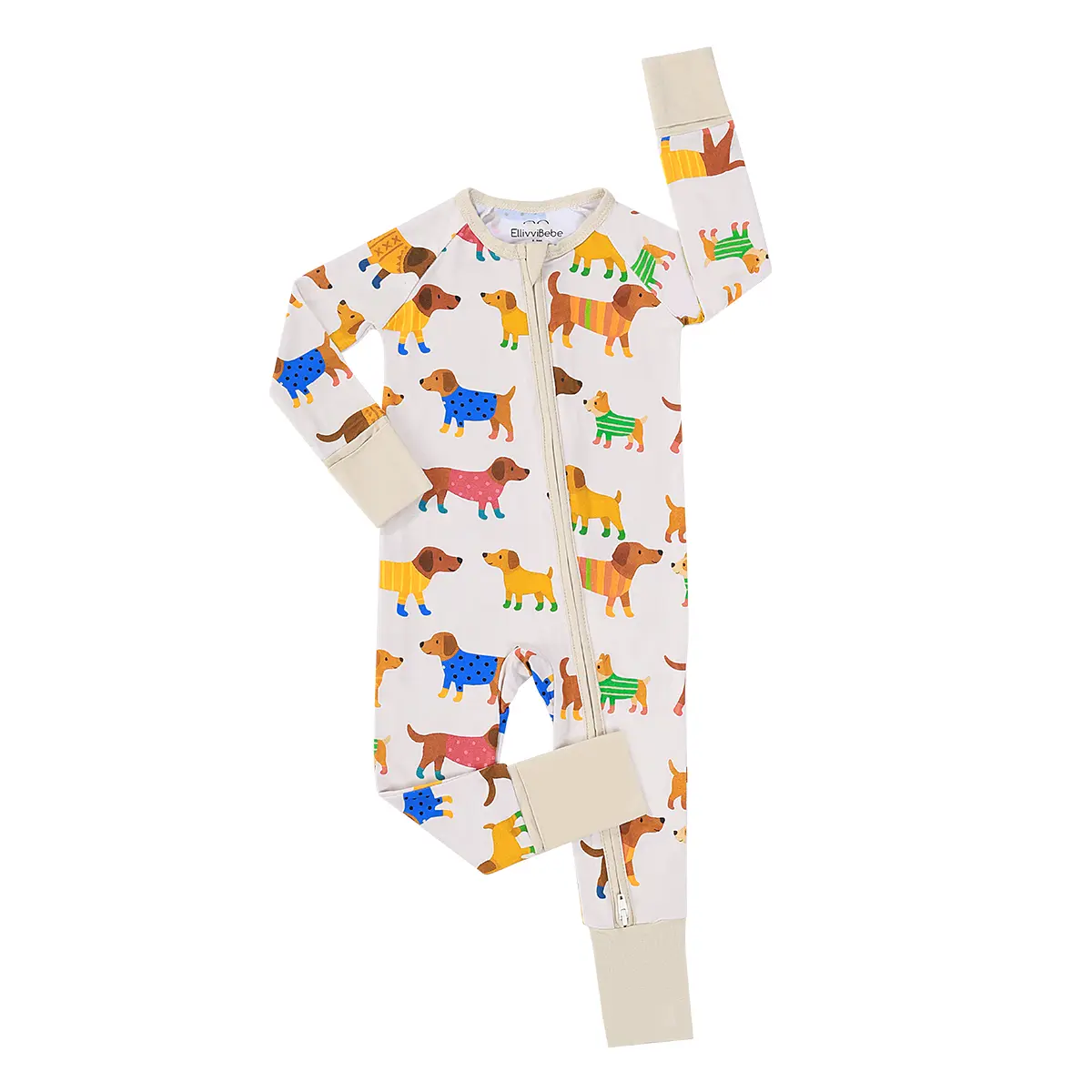 Bamboo Baby Long Sleeve Zipper Pajamas Easy Two-way Zippy Romper for Newborns and infants 0-2T 95 Viscose from Bamboo 5 Spandex Suitable for All Season
