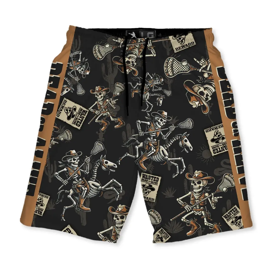 Men's Lacrosse Shorts, Lightweight Fabric with Dead or Alive Graphic Print - Active Sportswear with an Adjustable Waist, Male, Active Men's Sports Shorts, Breathable Fabric Men's Sports Shorts