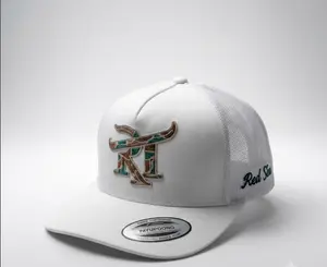 White "RT" Collective Trucker Hat - Premium Embroidered "Red Sea" Mesh Cap, Urban Streetwear Snapback Graphic Hat, Breathable Summer Baseball Cap