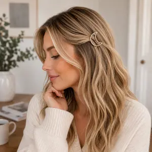 Silver Crescent Hair Pin