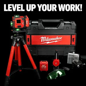 Milwaukee 360° Laser Level Kit, Bright Visibility for Outdoor Construction, Indoor Remodeling & Cabinet Installation