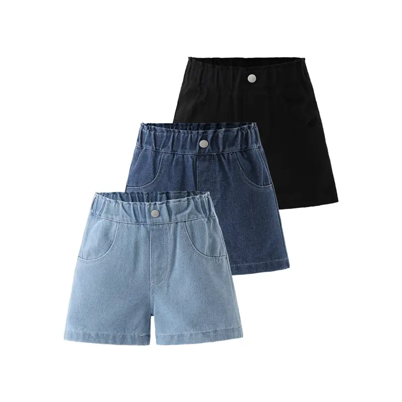 #SummerVibes 3-piece girls' summer breathable casual shorts 4-14-year-old girls Joker fashion denim shorts Lightweight Relaxed