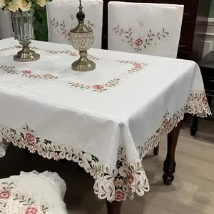 Embroidered Handmade Lace Tablecloth, French Polyester Square And Rectangular, Suitable for Dining Tables Coffee Tables And Everyday Use, For Parties And Weddings