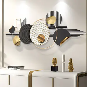 59 inch Large Metal Wall Art Modern Art Black Gold Decor Boho Living Room Art Decor Abstract Geometric Wall Sculptures for Living Room Dining Room Bedroom Aathroom