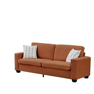 Garvee 83" Corduroy Sofa Couch, Deep Seat Boneless Loveseat, 3 Seater Cloud Couch for Small Living Room, Bedroom or Office, Modern Upholstered Sofa for Compact Spaces, Red