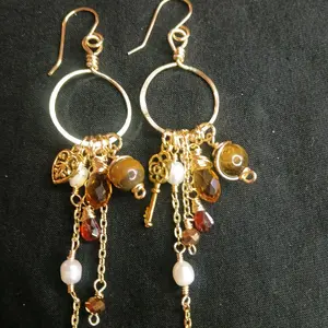 Amber Tigers Eye Cluster Dangles