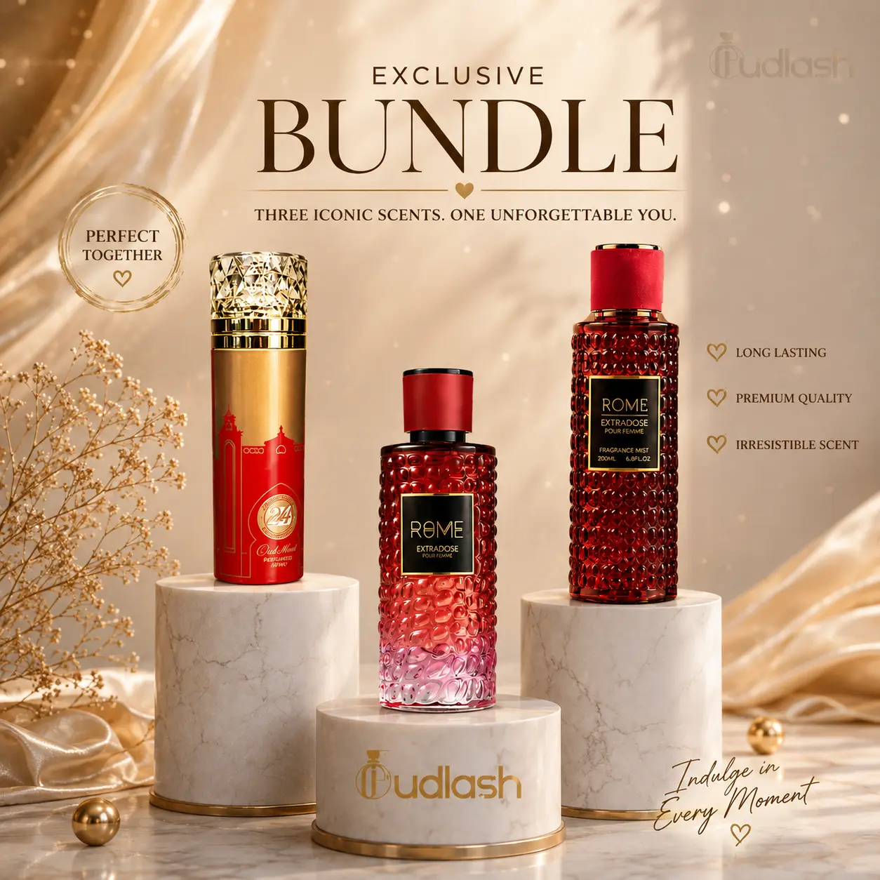 Habibi Bundle | Zakat Z26 Body Spray+ Rome Extradose Set | Women's Fragrance | 100 ML - 250 ML | Eau De Parfum - Perfumed Body Spray | Bergamot - Lemon & Cassis