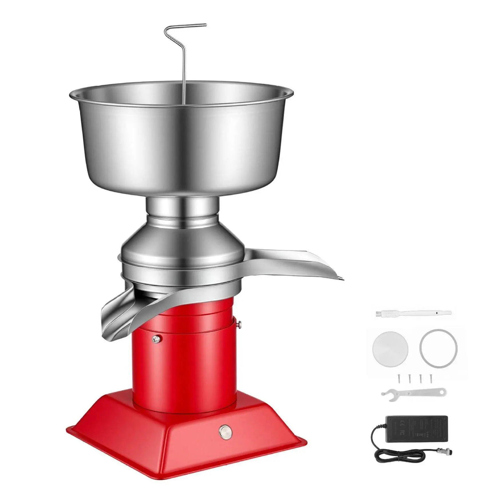 Electric Milk Separator 60L/H, Cream Skimmer Machine 4.5L, 10500RPM Stainless Steel Centrifugal Separator for Goat/Cow Milk, Adjustable Fat Ratio, 100-240V Default